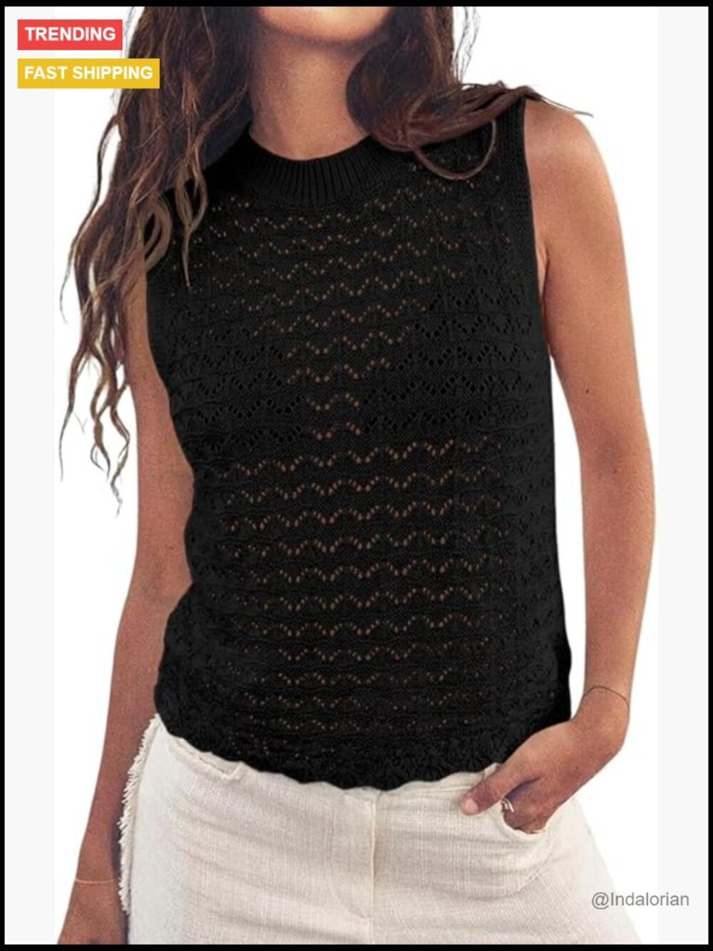 Sleeveless Crochet Knit Summer Sweater Vest Tank Top